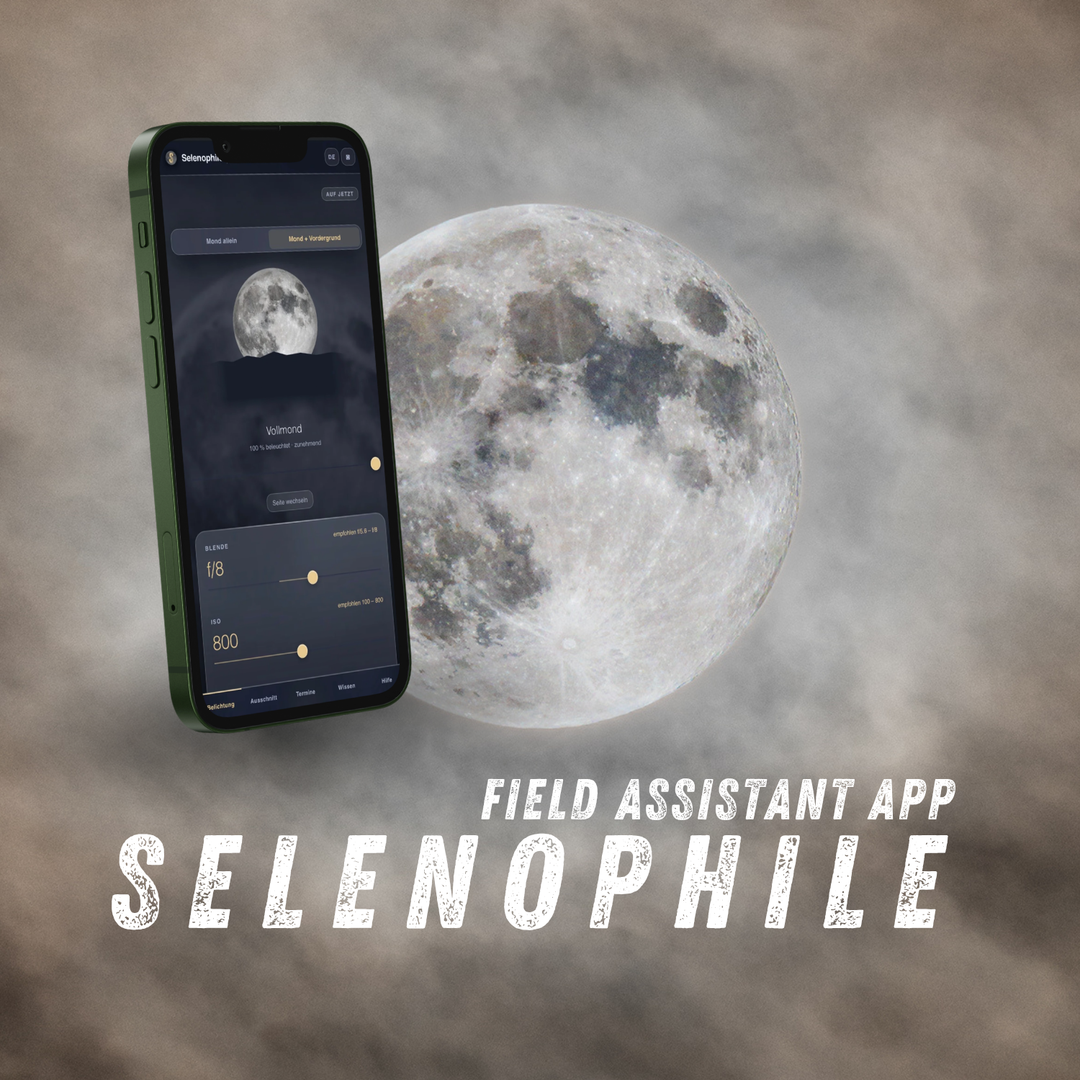 Selenophile Mondfotografie App – Belichtungsrechner mit Mondphase auf dem Smartphone