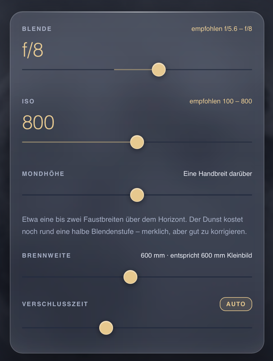 Selenophile – Mondfotografie App: Belichtung, Planung &amp; Termine